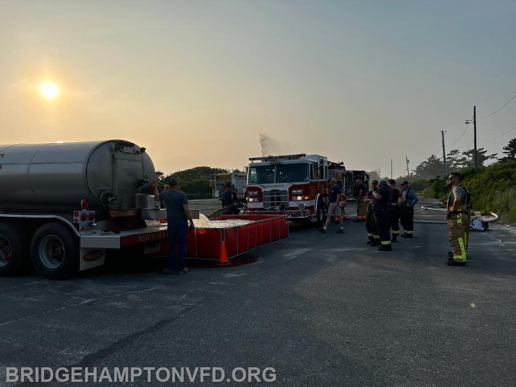 The Bridgehampton Fire Department took part in a recent tanker relay drill with neighboring departments Southampton Fire Department, Hampton Bays Fire Department, North Sea Fire Department,  and Sag Harbor Fire Department.