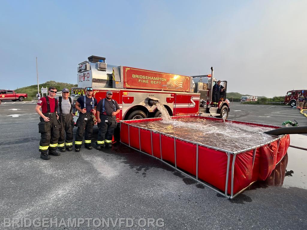 The Bridgehampton Fire Department took part in a recent tanker relay drill with neighboring departments Southampton Fire Department, Hampton Bays Fire Department, North Sea Fire Department,  and Sag Harbor Fire Department.
