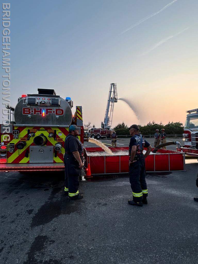 The Bridgehampton Fire Department took part in a recent tanker relay drill with neighboring departments Southampton Fire Department, Hampton Bays Fire Department, North Sea Fire Department,  and Sag Harbor Fire Department.