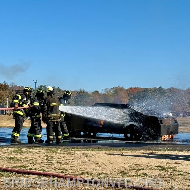 For the second session, firefighters headed out onto the field for a drill involving vehicle fires. The car fire prop received some improvements as well as a new “roadway” around it over the summer. 