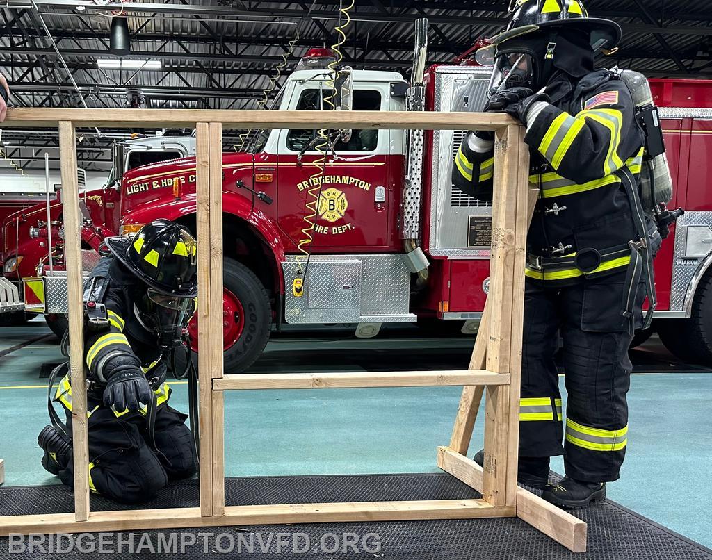 Over the winter, Packard Company Captain James Froehlich built this training prop for SCBA maneuvers that members taking the Suffolk County Fire Academy’s Firefighter 1 class were able to use to learn these vital skills early on. 