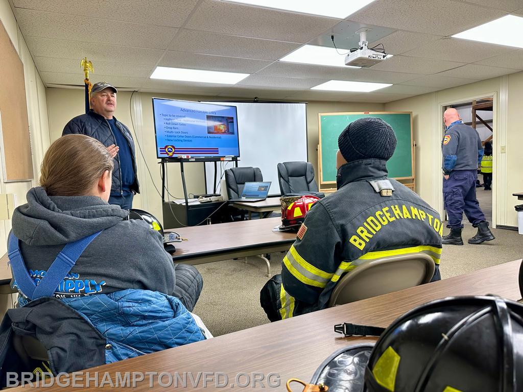 2/2025 Suffolk County Fire Academy instructors led an advanced forcible entry class for Bridgehampton firefighters at the East Hampton Town Training Center this past week. 
