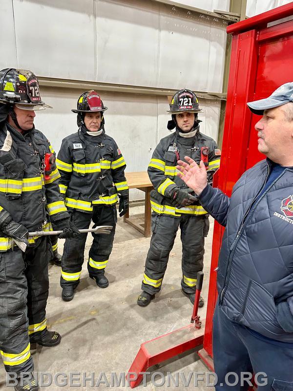 Suffolk County Fire Academy instructors led an advanced forcible entry class for Bridgehampton firefighters at the East Hampton Town Training Center this past week. 
