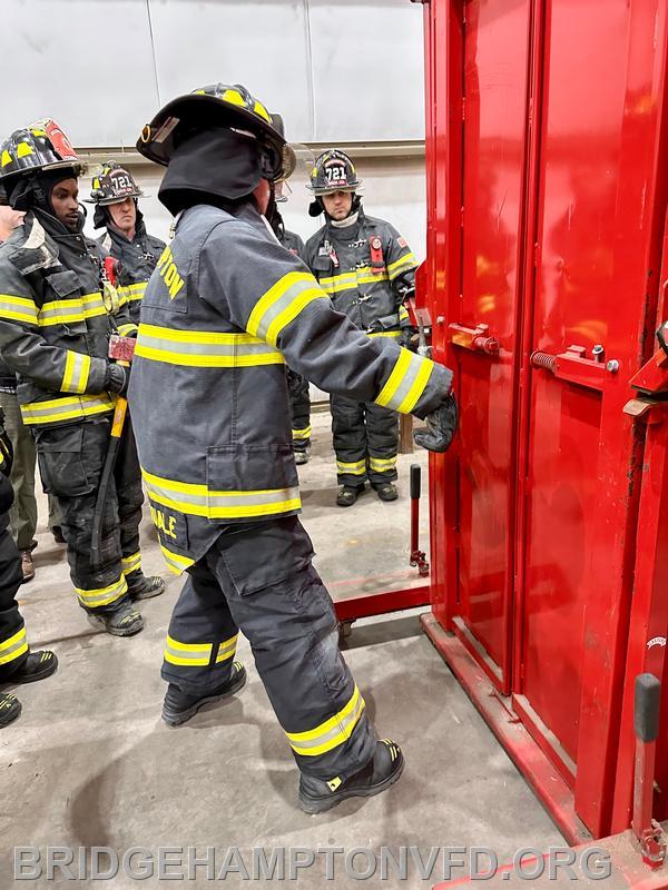 Suffolk County Fire Academy instructors led an advanced forcible entry class for Bridgehampton firefighters at the East Hampton Town Training Center this past week. 
