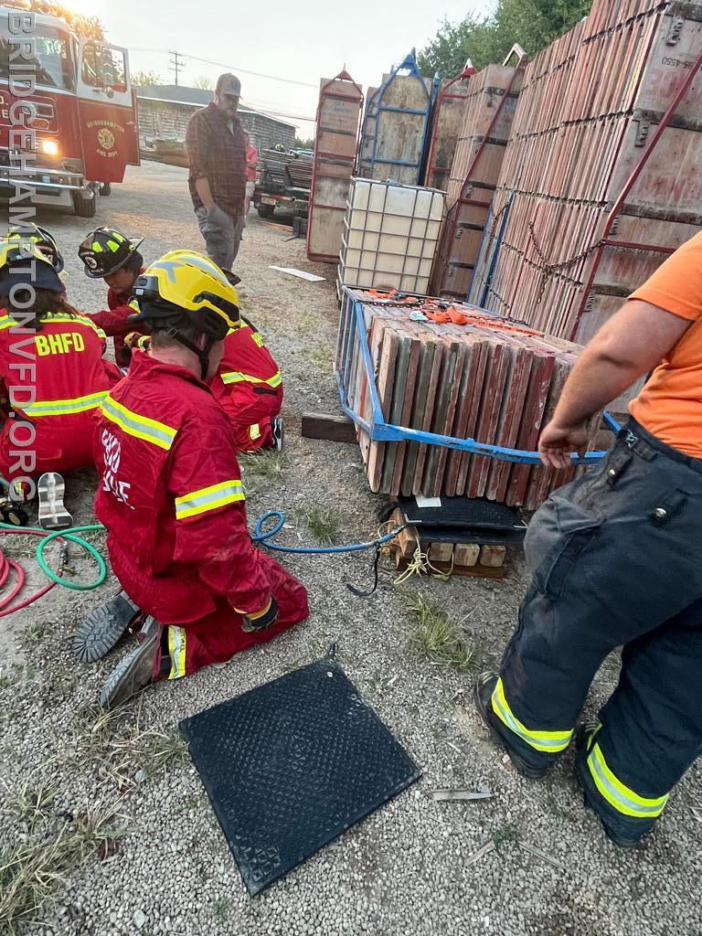 October 1, 2024 Bridgehampton’s Rescue Squad held a training  on freeing someone trapped under thousands of pounds of construction material. Thank you to Hagen Concrete Construction in Bridgehampton for allowing us to drill at the yard and helping to set up the scenarios.
