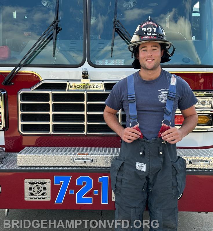 Congratulations are in order for John Shevack who has successfully completed Firefighter I at the Suffolk County Fire Academy! During one summer home from college, John joined the Mack Company and has been an enthusiastic member of the department for the past 2 years. A rising senior at the University of St. Andrews majoring in business management, he will soon return to Scotland to finish up his studies. But we look forward to when he’s back in Bridgehampton!

To Firefighter Shevack and all those in Suffolk County Fire Academy 1-7 class, congratulations and we wish you a safe journey ahead!
