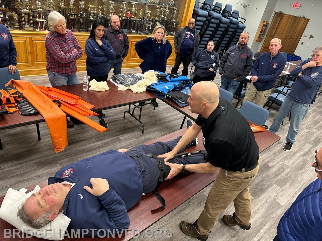 February 2024: Bridgehampton Fire Department EMS volunteers spent an evening of training to manage orthopedic trauma emergencies. 