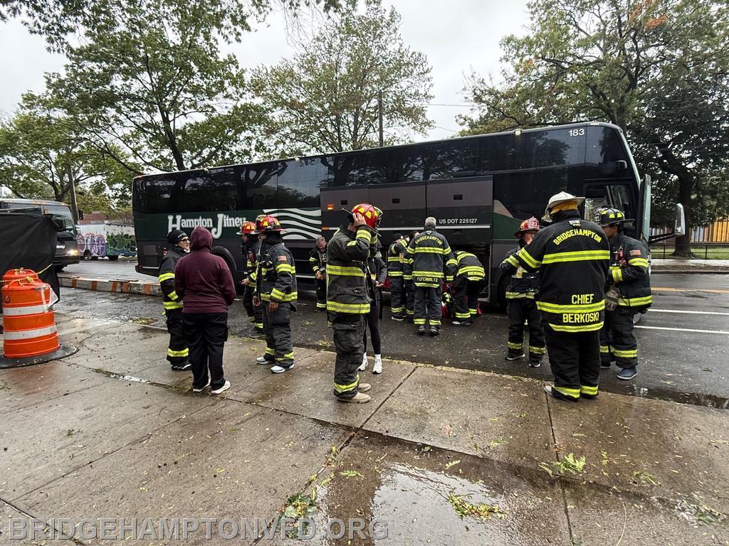 We arrived by bus and staged in the Nor'easter.  It was worth every drop of rain. 