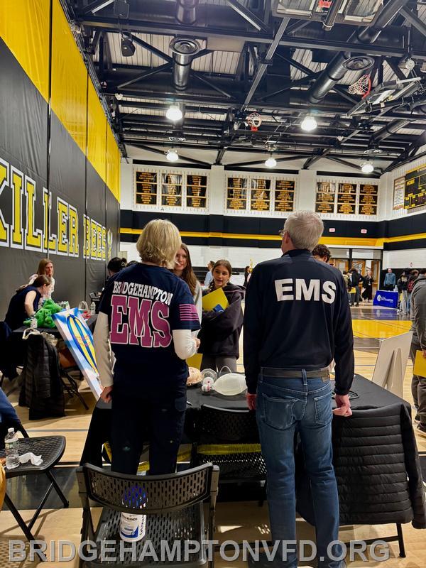 April 2025. Thanks to the Bridgehampton School for inviting us to career day!  
EMS personnel Ed McAniff, Nancy Cooper and Gabriella Monteiro explained what it’s like to work on an ambulance, and taught life-saving hands-only CPR to the (hopefully) next generation of first responders! 