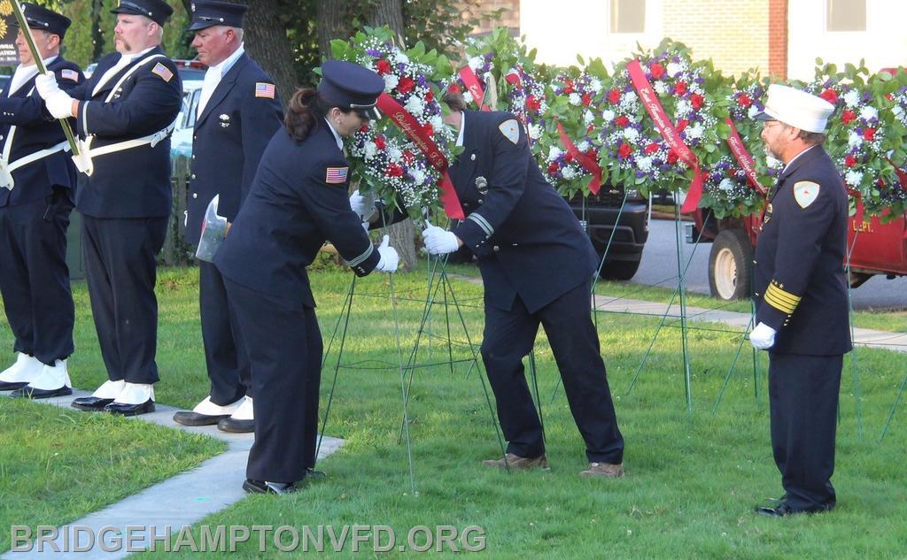 Bridgehampton Fire Department officers participate in the service. 