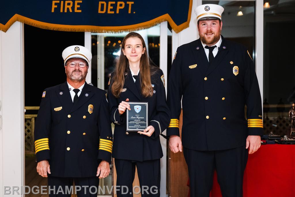 9/27/24 Laura Hagerman, an EMT and firefighter, received her 5-year recognition — though it seems like many more years since she began her service long before that as a junior member.
