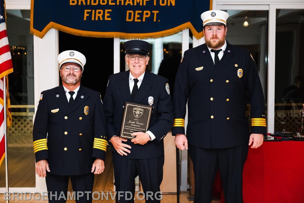 9/27/24 Joe Viviani, an assistant captain of Mack Company, was honored for 10 years of service. He was also given a chiefs appreciation award. Last year, he was named Officer of the Year.