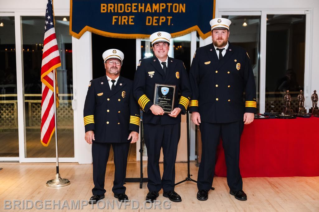 9/27/24 Ex-Chief Mark Balserus reached the milestone 15-year mark in the department this year. He began his fire service even before that as a member of the Juniors. A former captain in both Light & Hose Company and the Rescue Squad, he quickly rose through the ranks, serving two separate times as second assistant chief, then rising to first assistant chief, and leading the department in 2019 and 2020, before stepping back to focus on family.
