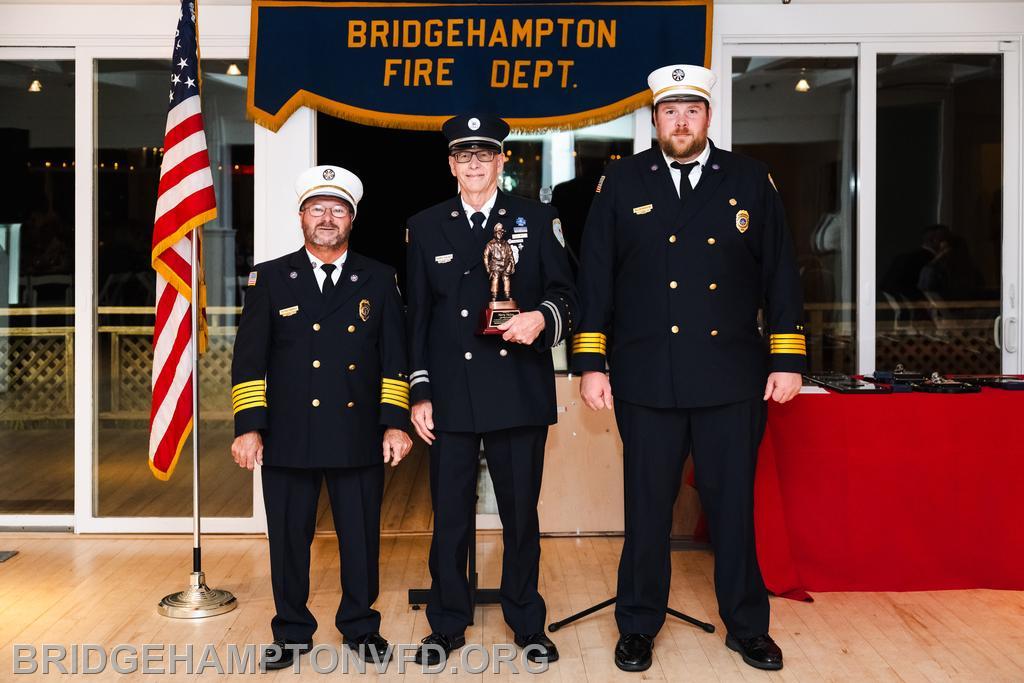 3.	Harry Halsey wears a lot of different hats in the department. A member of Packard Company, he has had three stints as the captain in 1988, 2007-2008 and 2013, and can often be found running the pump on 7-2-2. In addition to his fire service, he has been an ambulance driver for nearly 20 years, being part of two CPR Saves and even a childbirth call. For the last nine years, he has been elected deputy treasurer (and soon to be the treasurer). Since 1992, he has sat on the Bridgehampton Volunteer Exempt Fireman’s Benevolent Association, a vital organization to help members in need, serving as secretary since 2006. 