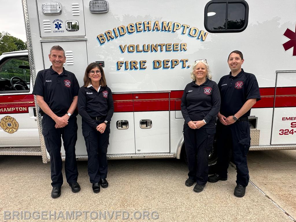  From left: Robin Saunders, Elizabeth Whelan Kotz and First Assistant EMS Captain Stacy Ludlow, our volunteer EMTs, were recognized alongside full-time paramedic Kevin Brayer for their actions on the call.
